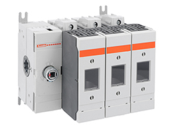 Three-pole disconnect switch with fuse holder (UL98). 60A. J UL fuse type. Left command pole