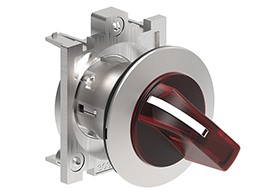 Illuminated selector switch actuator Ø30mm Platinum series flat metal, 3 position, 1 - 0 - 2. Red