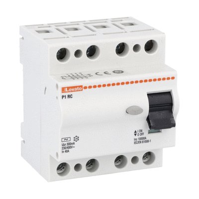 Residual current operated circuit breaker, 4 modules, 4P - type A, 40A, 300mA