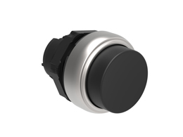 Push-Push button actuator Ø22mm Platinum series chromed plastic, extended. Push ON-Push OFF, black
