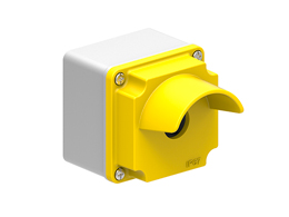 Control station, empty with no actuators, for 1 actuator. Yellow cover shrouded
