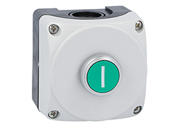 Grey control station LPZP1A8 complete with green flush pushbutton "I" LPCB1113 1NO