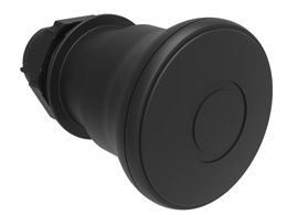 Mushroom head pushbutton actuator Ø22mm Platinum series chromed plastic, latch, pull to release, Ø40mm. For normal stopping. Black