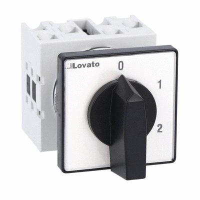 Rotary cam switch GX series, multi-step 0-1-2, 2 poles 16A, for front mounting with black handle, front plate 48X48mm