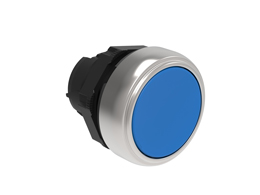 Pushbutton actuator, spring return Ø22mm Platinum series chromed plastic, flush, blue