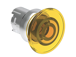Illuminated mushroom head button actuator Ø22mm Platinum series metal, spring return, Ø40mm. Yellow