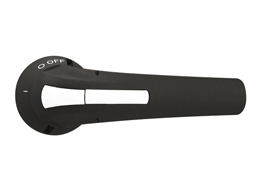 Direct operating lever handle, padlockable. Rotating type with screw fixing on switch disconnector, 143mm. Black
