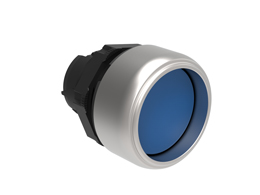 Pushbutton actuator, spring return Ø22mm Platinum series chromed plastic, shrouded, blue