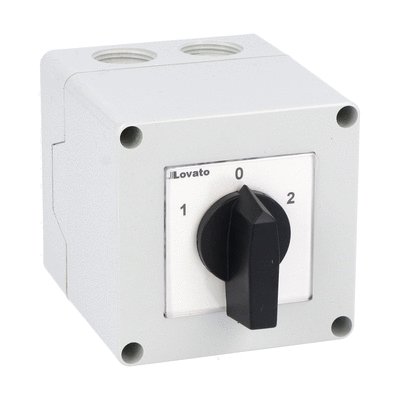 Enclosed rotary cam switch 7GN series, 3-phase motor reversing switch 20A in plastic enclosure 75X75mm with black handle