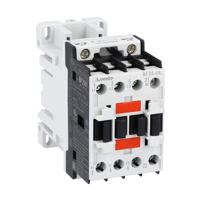 Three-pole contactor, IEC operating current Ie (AC3) = 25A, DC coil low consumption, 24VDC, 1NC auxiliary contact with mirror contact function