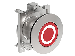 Pushbutton actuator, spring return, with symbol Ø30mm Platinum series flat metal, flush, 0/Red