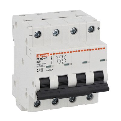 DC miniature circuit breaker, 5kA, 4 modules, characteristic B, 25A
