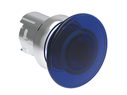 Illuminated mushroom head button actuator Ø22mm Platinum series metal, spring return, Ø40mm. Blue