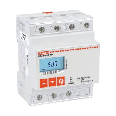 Energy meter, three-phase with neutral, non expandable, 80A direct connection, 4U, 2 programmable static outputs, multi-measurements. cULus version