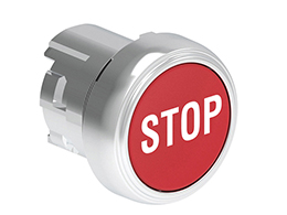 Pushbutton actuator, spring return, with symbol Ø22mm Platinum series metal, flush, STOP/Red