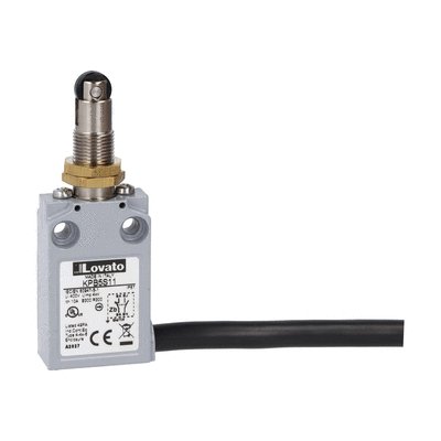 Prewired with 2m long cable metal limit switch, K series, top roller push plunger. M12 head. Contacts 1NO+1NC snap action