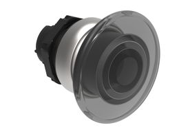 Illuminated mushroom head button actuator Ø22mm Platinum series chromed plastic, spring return, Ø40mm. White