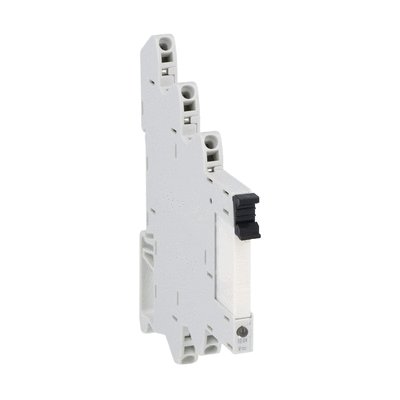 Slim electromechanical relay assembled on socket, 220…240VAC/DC, 6A, 1 C/O contact, spring terminals