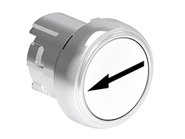 Pushbutton actuator, spring return, with symbol Ø22mm Platinum series metal, flush, ←/White