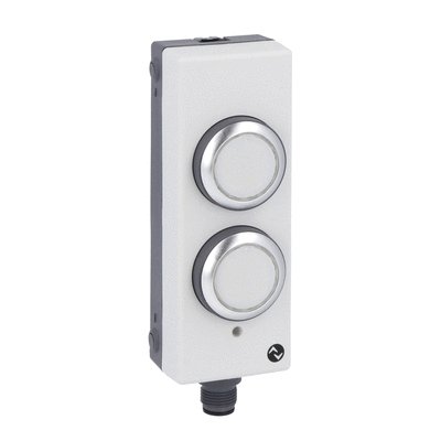 Control station for 40mm profile rails with IO-Link interface and two flush illuminated pushbuttons LED RGB, 1NO each