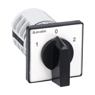 Rotary cam switch 7GN series, changeover switch 3 poles 16A, for front mounting with black handle, front plate 48X48mm