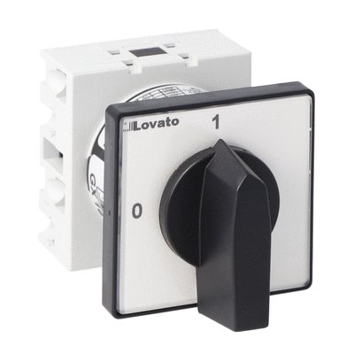 Rotary cam switch GX series, ON-OFF switch 4 poles 20A, for front mounting with black handle, front plate 48X48mm
