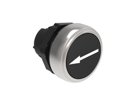 Pushbutton actuator, spring return, with symbol Ø22mm Platinum series chromed plastic, flush, ←/Black