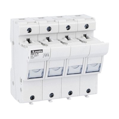 Fuse holder cUR recognized, for 14X51mm fuses. 50A rated current at 690VAC, 3P+N. Without status indicator. 4 modules