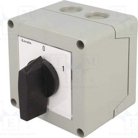 Enclosed rotary cam switch GX series, ON-OFF switch 3 poles 16A in plastic enclosure 90X90mm with black handle