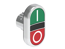 Double-touch actuator, spring return Ø22mm Platinum series metal, 2 flush pushbuttons. Both spring return, Green - Red/I - 0