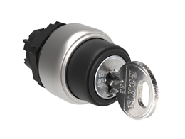 Selector switch actuator key Ø22mm Platinum series chromed plastic, 2 position, 0 < 1