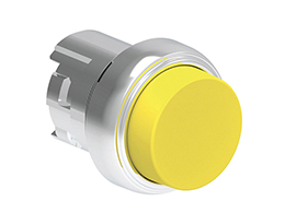 Push-Push button actuator Ø22mm Platinum series metal, extended. Push ON-Push OFF, yellow