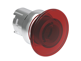 Illuminated mushroom head button actuator Ø22mm Platinum series metal, spring return, Ø40mm. Red