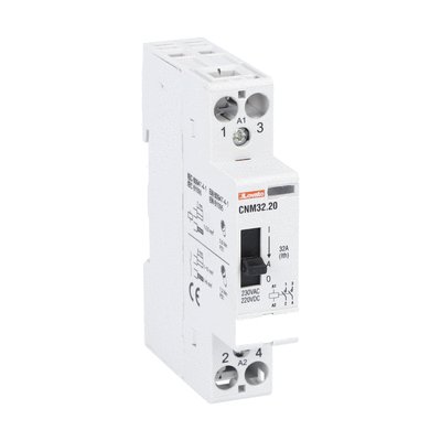 Modular contactor with manual control, one or two-pole, 32A AC1, 24VAC/DC (2NO)