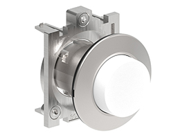 Push-Push button actuator Ø30mm Platinum series flat metal, extended. Push ON-Push OFF, white