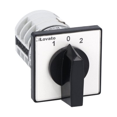 Rotary cam switch 7GN series, 3-phase motor reversing switch with spring return 16A, for front mounting with black handle, front plate 48X48mm