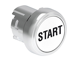 Pushbutton actuator, spring return, with symbol Ø22mm Platinum series metal, flush, START/White