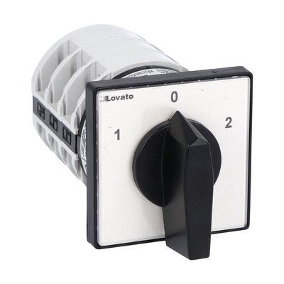Rotary cam switch 7GN series, changeover switch 3 poles 63A, for front mounting with black handle, front plate 65X65mm